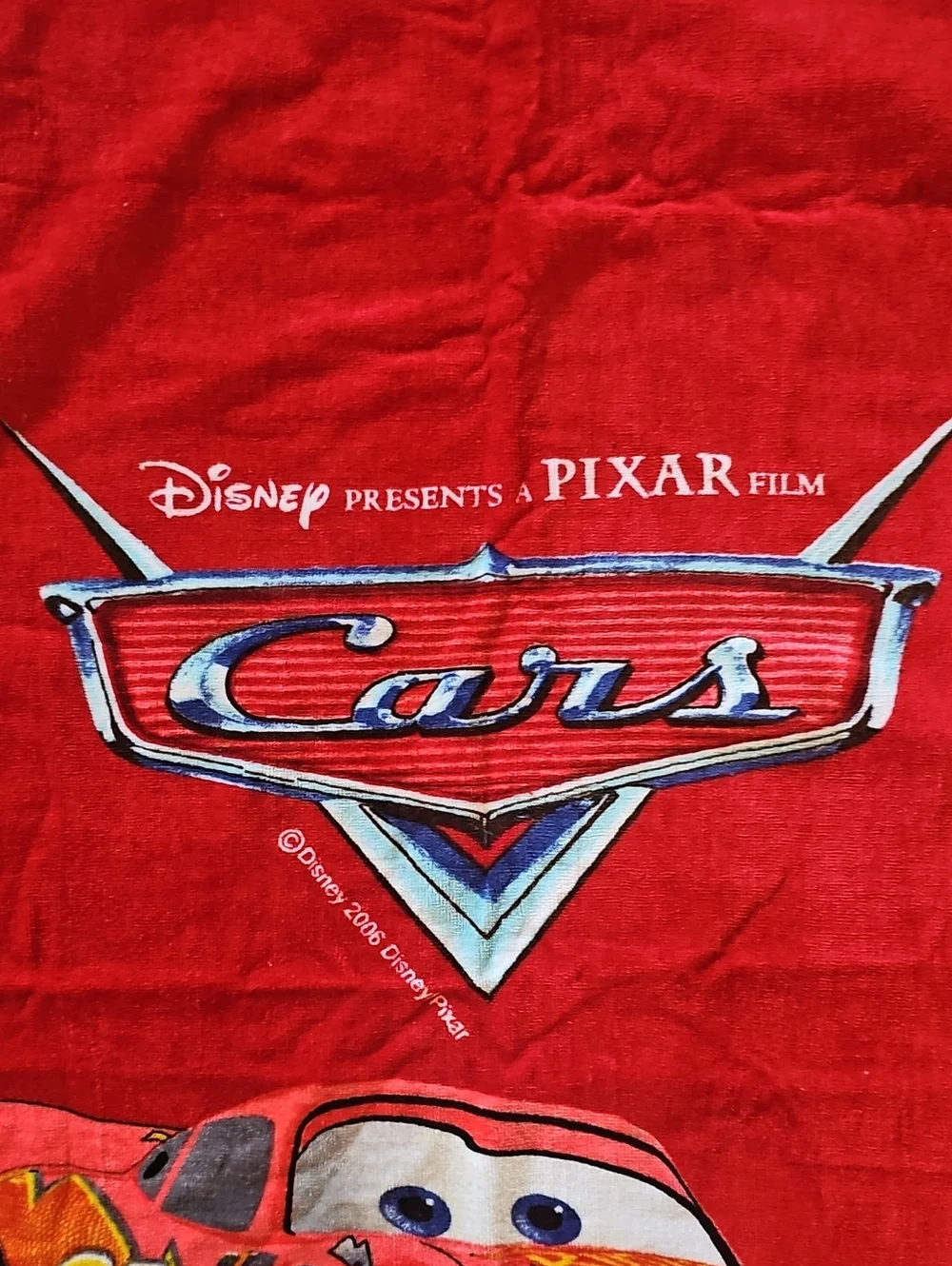 Walt Disney 2006 Pixar Film Cars Children's Red Racing Theme Beach Towel